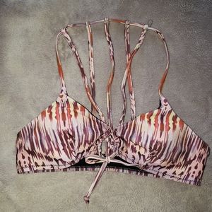 Unworn Tribal print crisscross bikini top
